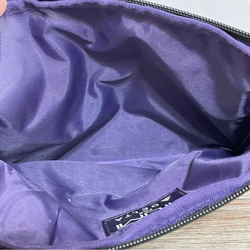 TUMI for DELTA Cosmetic Bag Travel Vacation Toiletry Grey Nylon Zip Close Lined